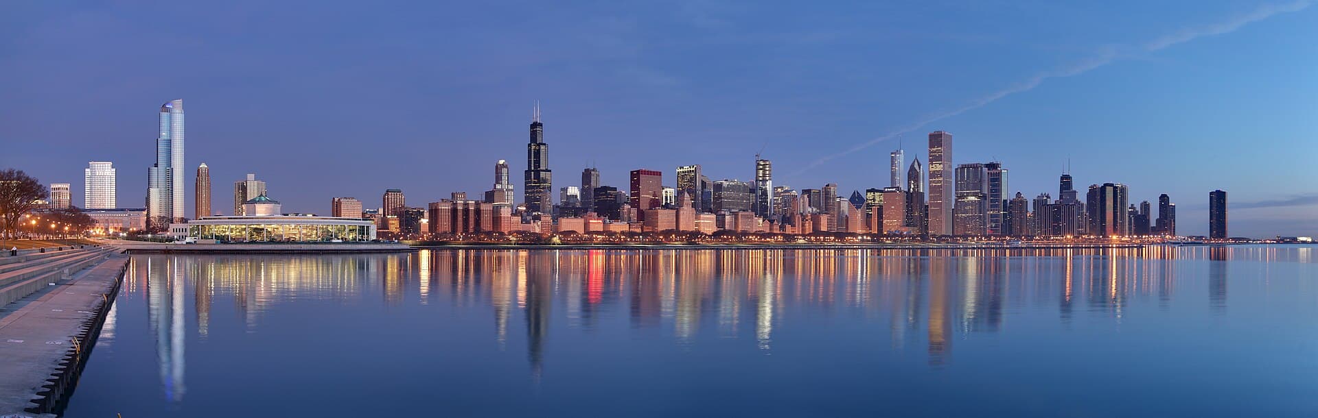 Chicago travel planning photo showing Chicago skyline at sunrise