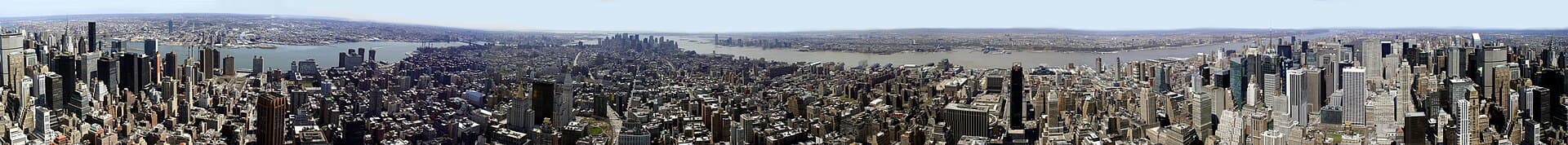 New York City travel planning photo showing Skyline panorama of New York City from Empire State Building. New Jersey can be seen on the right, and Brooklyn to the left. (For best resul