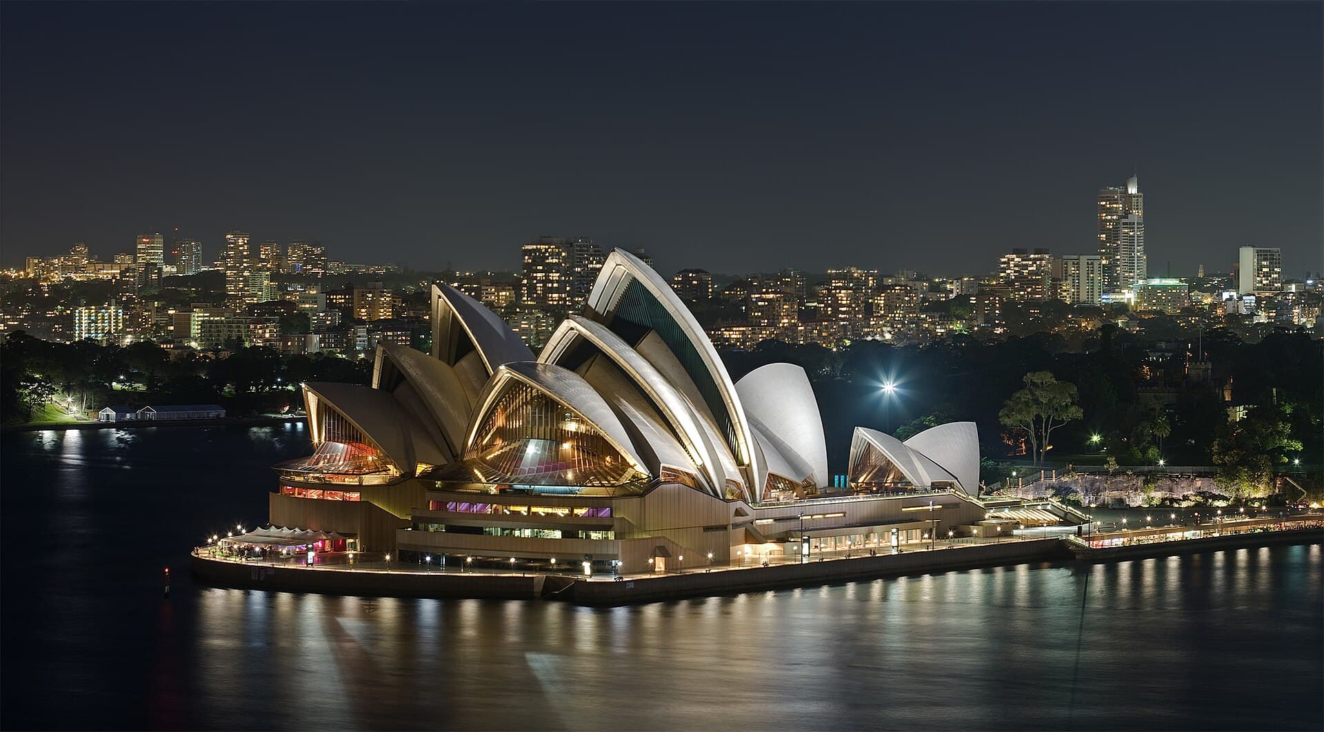 Sydney travel planning photo showing A exposure blended photo of the Sydney Opera House, as viewed from the Sydney Harbour Bridge. Taken by myself with a Canon 5D and 100mm f/2.