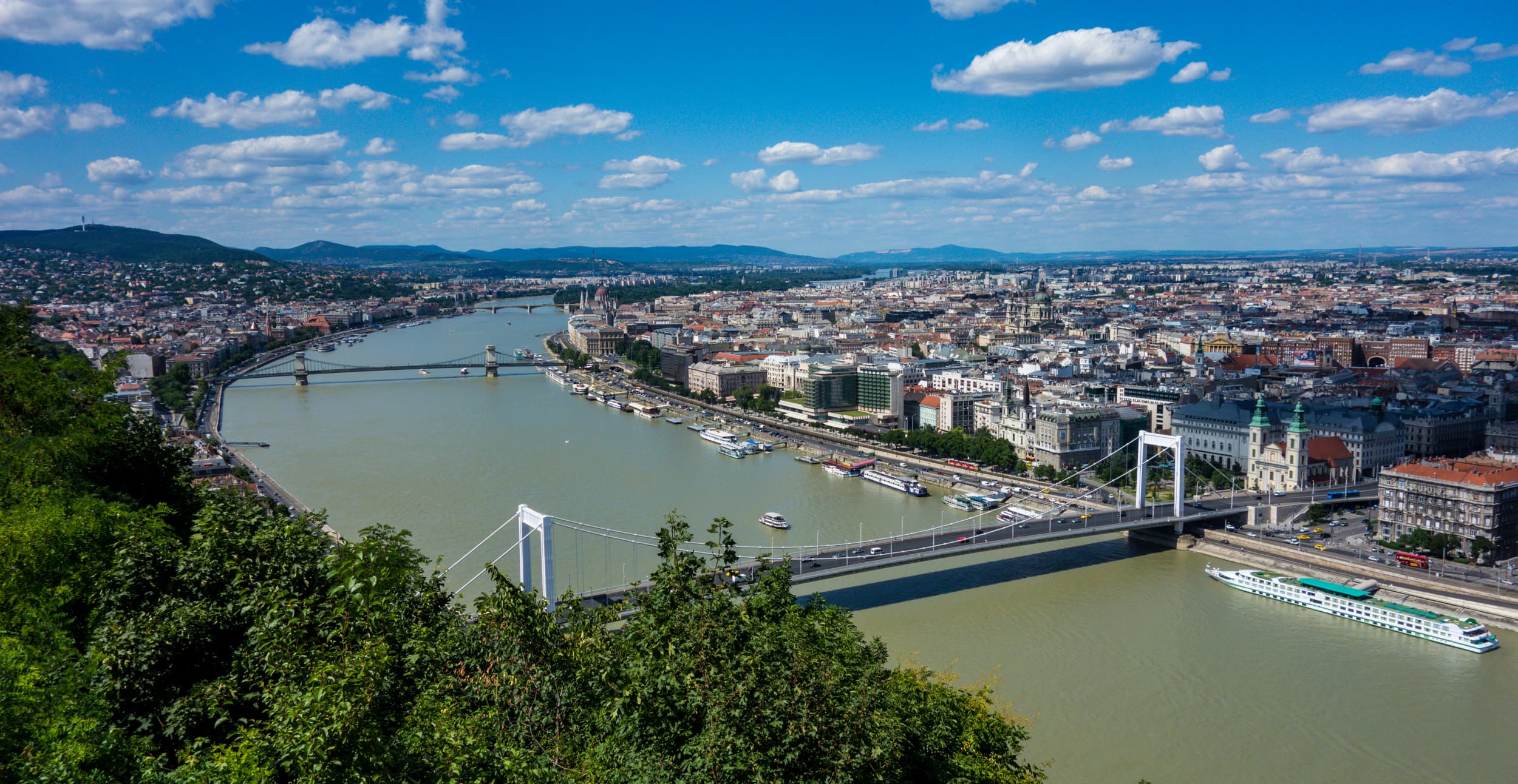 Budapest skyline and Danube view from Gellért Hill